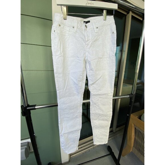 Vintage BEBE Y2K Raised Printed Texture White Stretch Jeans Size 28 Made in USA - Picture 1 of 7